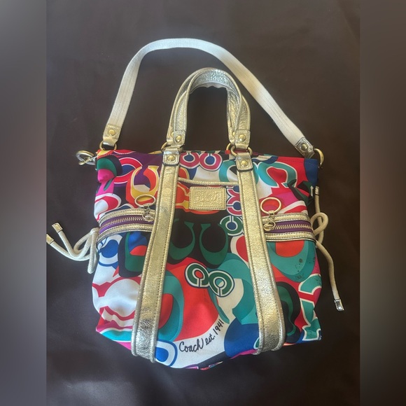 Coach Vintage Poppy Pop C Spotlight Tote Shoulder Bag Gold Multi C0973-13830 - Picture 2 of 13